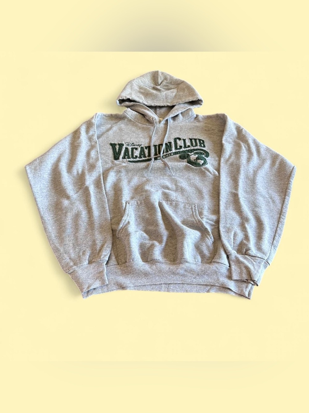Vintage Disney Vacation Club Hoodie Gray Green Embroidered Mickey Logo Size M